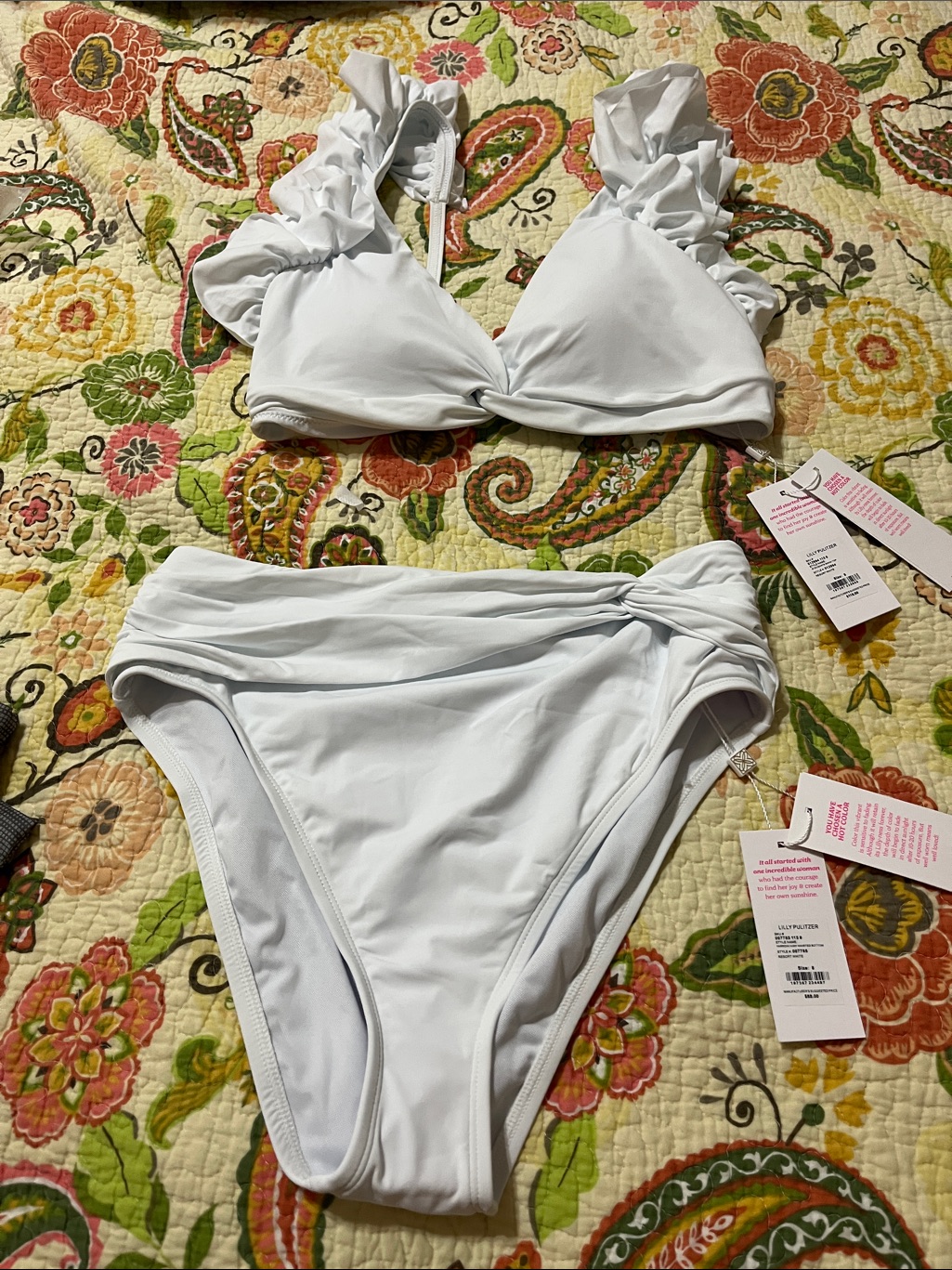 Lilly Pulitzer White Ruffle Strap Bikini Set